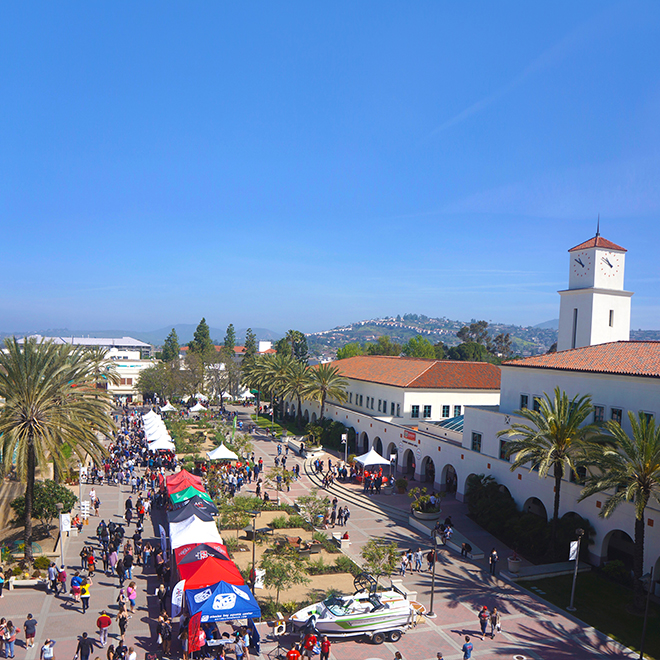 Aerial view of campus during Explore SDSU.